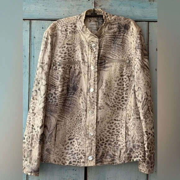 Chico's Animal Print Jacket - Cream & Brown with a touch of silver - Picture 12 of 12